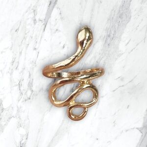 NWT 🐍 Adjustable Costume Jewelry Gold Color Serpentine Snake Wrap Around Ring
